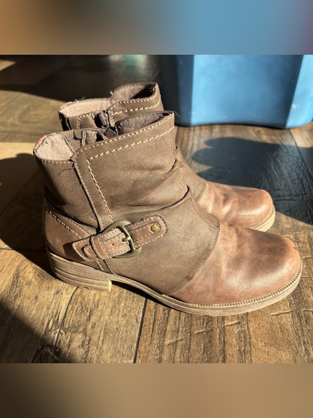 Brown Ankle Boots with Buckle